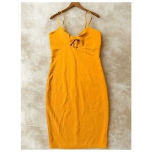 bebe Apricot Yellow Cutout Bodycon Dress NWT